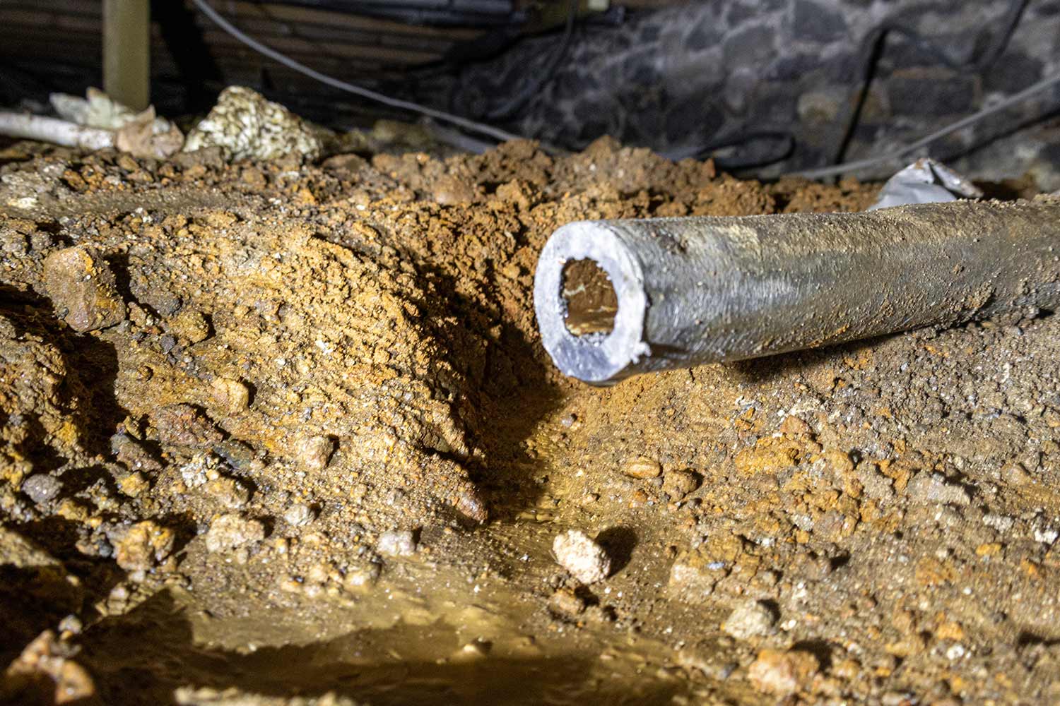 Lead pipe in a London, Ontario homes crawl space